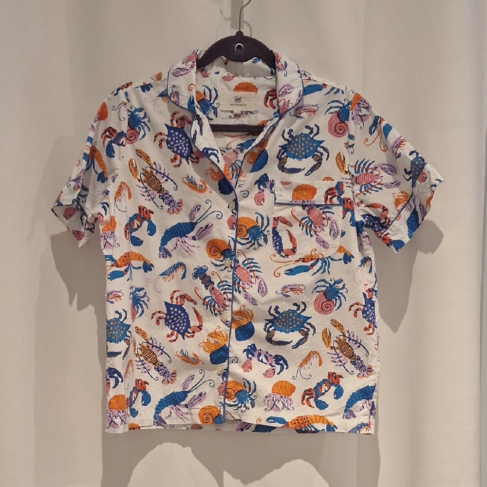 Printfresh Seafood Boil Button Down Pajama Shirt … - image 1